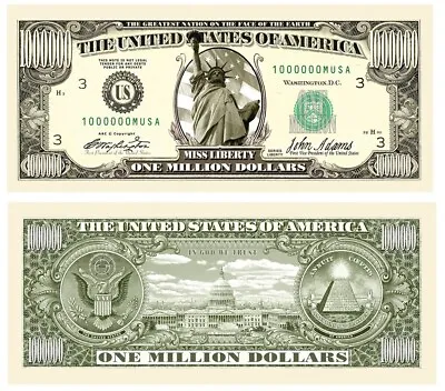 Million Dollar Bills-1 Piece -The Original Best Traditional Million Dollar Bill • $3.99
