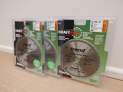 Trend  Csb/16540t  165mm 40t Tct Thin Kerf Saw Blades Dewalt Dc390 Dcs391 X 3 • £28.89