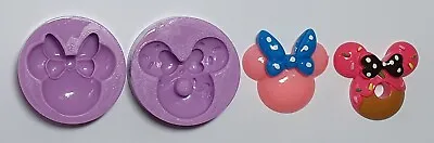 2 X Minnie Mouse Heads Silicone Mould For Cake Toppers Chocolate Clay Etc • £4.99