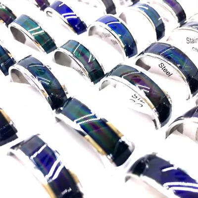 Wholesale 50PCs Mood Rings Color Change Stainless Steel Band Fashion Jewelry • $19.98