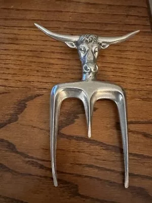 Vintage Bull/Steer Head Longhorn Three Prong Metal Meat Carving Fork BBQ Italy • $16.95