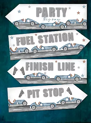 4 Racing Car Party Arrows Signs - As Pictured • £4.95