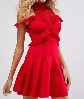 $20 • Buy Asos Red Cold Shoulder Skater Dress Size 14, I Paid $89 For This Dress