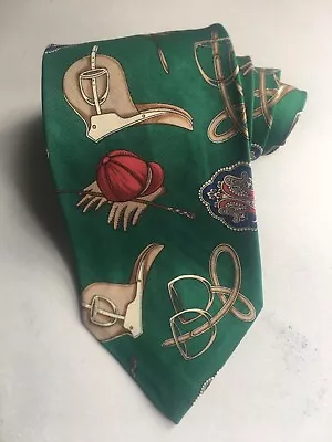 Rare Vintage Polo Ralph Lauren Green Horse Racing Silk Tie Green Equestrian 80’s • £249