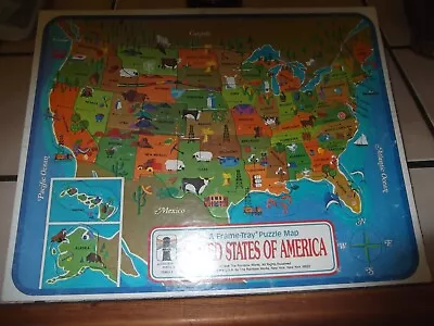 Vintage United States Map Puzzle A Frame-Tray Puzzle Map Rainbow Works  • $24.99