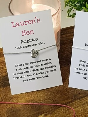 £1 • Buy Classy Hen Party & Bride To Be -  Wish Bracelets With Silver Heart - Silver Hen