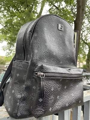 MCM Stark Classic Backpack In Visetos Medium Black • $399.99