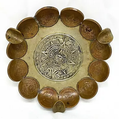 Mexican Coin Ashtray 20 & 5 Centavos Coins 1943 To1967 Handcrafted Aztec Mayan • $19.99