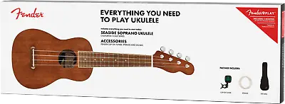 $79 • Buy NEW Fender Seaside Soprano Ukulele Pack Walnut Fingerboard W/ Tuner Strings Bag
