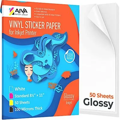 Printable Vinyl Sticker Paper Waterproof Decal Paper For Inkjet Printer 50 Selfa • $43.93