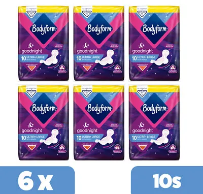 £10.99 • Buy Bodyform Goodnight Ultra Large With Wings Sanitary Towels Pads 10s - Pack Of 6