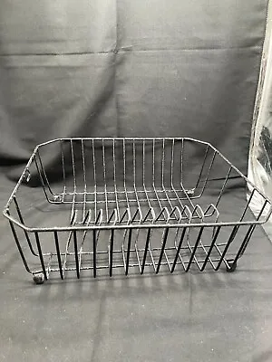 Vintage Black Metal Wire Rubber Coated Dish Drainer Rack 14  X 12  • $30