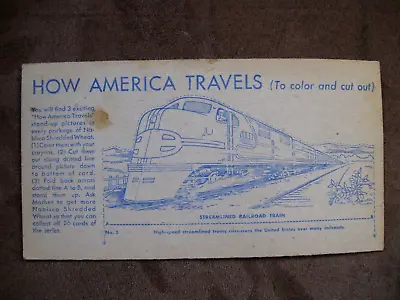 Vintage Nabisco Shredded Wheat 'how America Travels' Stand-up Train Picture • $6.49