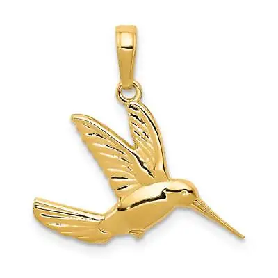 14K Gold Hummingbird In Flight Pendant 0.9 X 0.9 In • $286.98