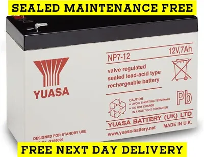 Genuine Yuasa 12 Volt 7ah Burglar Alarm Battery Rechargeable Battery (12v 7ah ) • £21.20