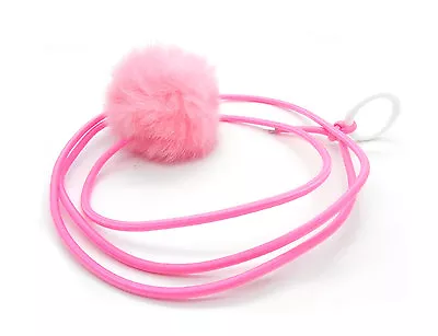 Bouncy Ball Rabbit Fur String Cat Toy Pink • $6.99