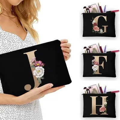 £4.49 • Buy Gold Letter Makeup Bag Women Cosmetic Wash Organizer Bridesmaid Purse Wallet