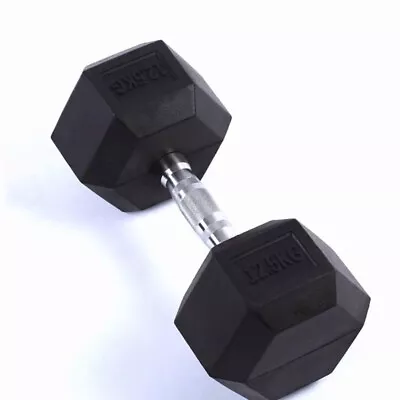 12.5KG Rubber Hex Dumbbells Dumbell Weights Gym Exercise Strength Training Black • $67.99