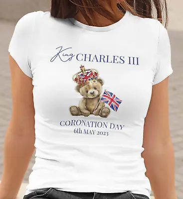 King Charles Iii Coronation 2023 Teddy Bear Crown T Shirt Union Jack Adults Kids • £8.99