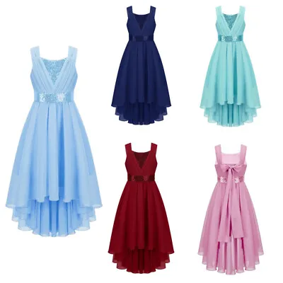 £29.63 • Buy Kid Girls Sequin High Low Wedding Birthday Party Dress Junior Bridesmaid Dresses