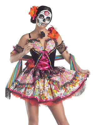 Day Of The Dead Womens Costume Dia De Los Muertos Mexico Sexy Skull Mexican • $79.53