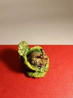 Vienna Antique Painted Bronze Rabbit In Cabbage Miniature Ornament • $74.60