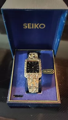 10k Solid Yellow Gold Nugget Seiko 5y30-5050 Quartz Watch Vintage 7.5  Length • $1750