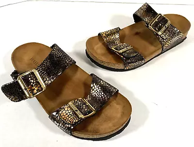 Haflinger Sandals Women's 39 / US 8 ANDREA Cobre Brown Gold Strappy Slide On • $29.95