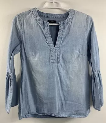 J.Crew Chambray Bell Sleeve Top Light Blue Capsule Feminine Women’s XS • $16.80