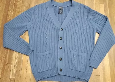 Vintage John Blair Cardigan Sweater Men's Blue M Cable Knit Button Up  Grandpa • $24.99
