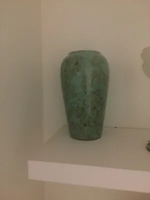 Ceramic Vase (Possibly Vintage) Glazed Finish Art Pottery Deco Vessel Green 7.5” • $18.95