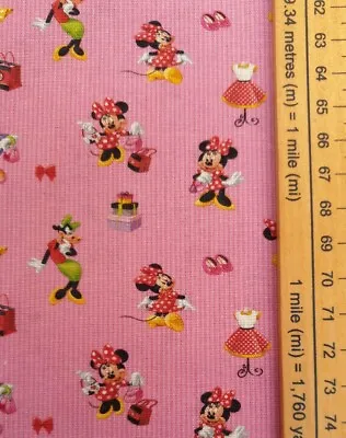 Minnie Mouse Fabric UK 100% Cotton Material Walt Disney Characters Bows And Dres • £5.50