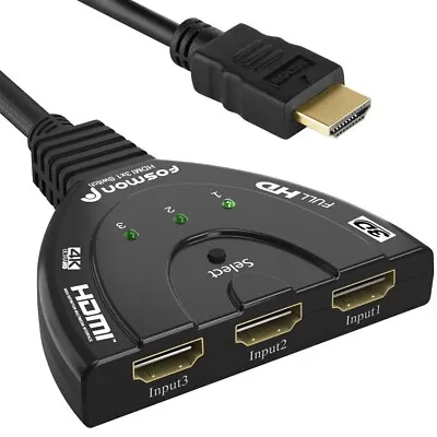 Fosmon 3x1 3 Port Gold Plated 4K UHD 3D High Speed Braided HDMI Switch Plug • $13.49