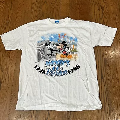 VTG 80s Mickey Mouse's 60th Birthday T Shirt - XL - Single Stitch-  Disney • $30