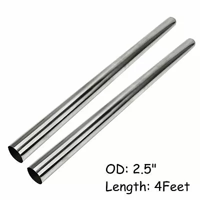 2PCS 2.5  Inch Stainless Steel Straight Exhaust Pipe Tube Piping Tubing  (4FT) • $47.99