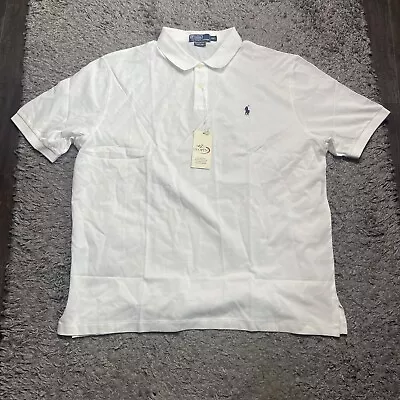 Polo Ralph Lauren Shirt Mens 2XL XXL White Short Sleeve Pima Cotton US Open Golf • $35.99