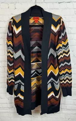 MISSONI For Target Multicolor Zigzag Knit Open Front Long Cardigan Sweater L • $47