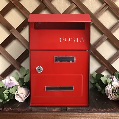 VINTAGE Large Letter Box Post Mail Box Wall Mounted Post Box Lockable With Keys • £20.95