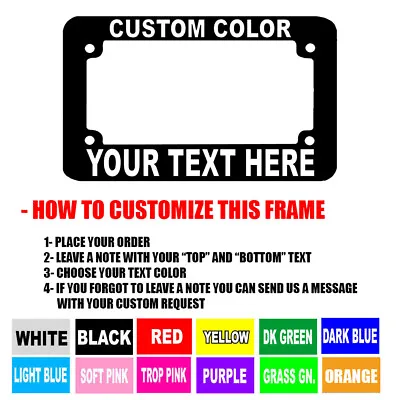  CUSTOM FONT MOTORCYCLE CUSTOM PERSONALIZED License Plate Frame COLOR • $9.95