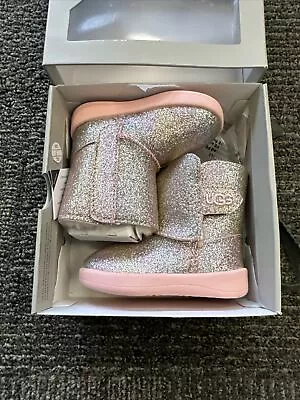 BNIB Ugg Girls Infant KEELAN PINK GLITTER Fur Boots Size 02/03 US $65 • $5