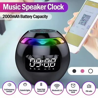 $28.65 • Buy RGB Bluetooth Music Speaker Bedside Night Light Alarm Clock TF FM Radio Player
