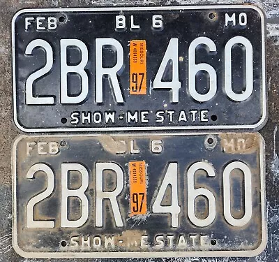 Missouri Truck License Plate Matched Pair Set Black / White • $28