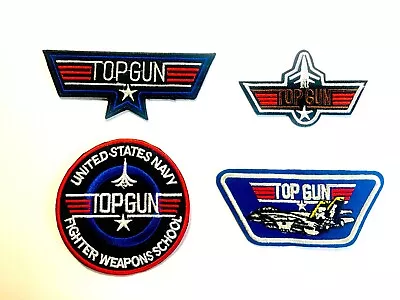 1x Top Gun Patches Embroidered Cloth Badge Applique Iron Sew On Navy • $7.99