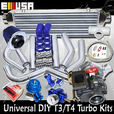 DIY Universal Turbo Kits T3/T4 W Internal Wastegate+ Intercooler+2.5  Piping Kit • $626.99