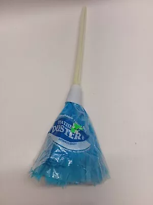 Vtg Feather Duster Household Cleaning Tool MCM Retro Plastic Handle NOS Blue • $11.90