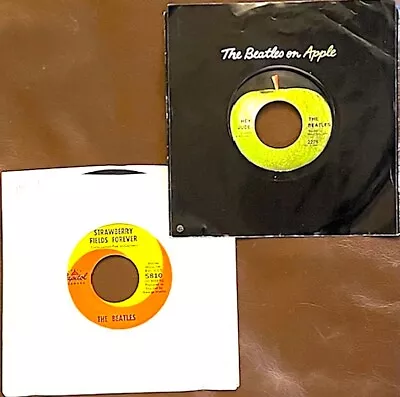 The Beatles Set Of 2 Vinyl 45RPM Records W/Sleeves Capitol&Apple 1967&1968 • $25