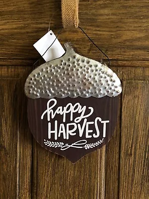 Wood & Tin Acorn Happy Harvest Fall Sign Wall Decor • $5.99