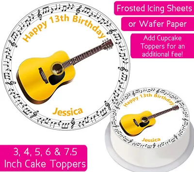 Guitar Edible Wafer & Icing Personalised Cake Toppers Decoration Birthday Party • £4.50