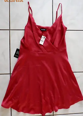 NWT EXPRESS Orange SURPLICE FIT AND FLARE Slip DRESS Sz M F608 • $35