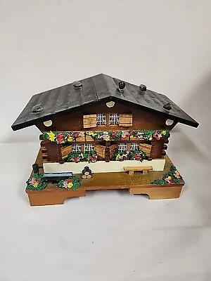 Vintage Wood House Music Box/Jewelry Box Chalet Japan Love Story • $39.95